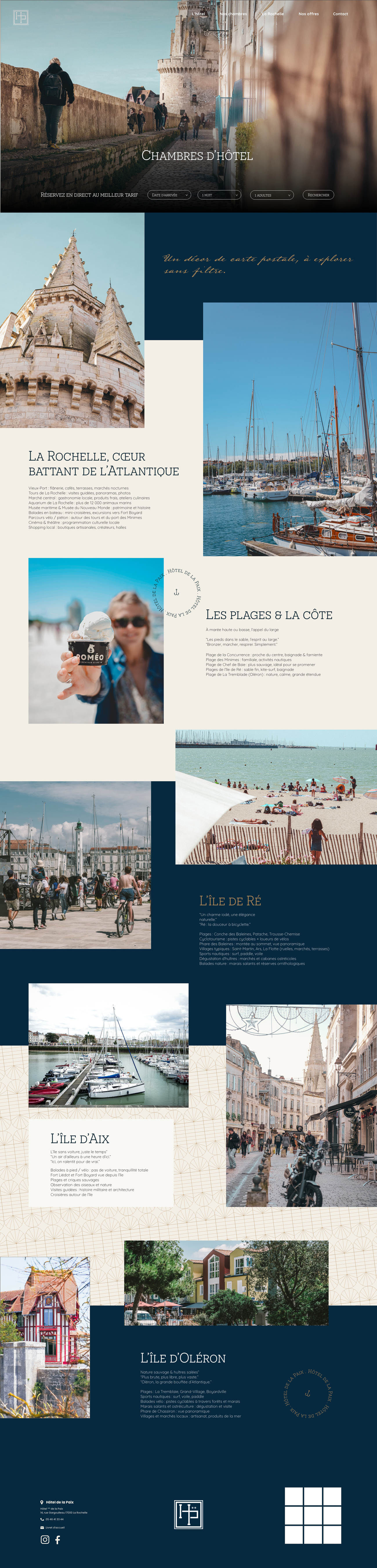 maquette webdesign de la page destination SEO local de l'hôtel de la Paix à La Rochelle